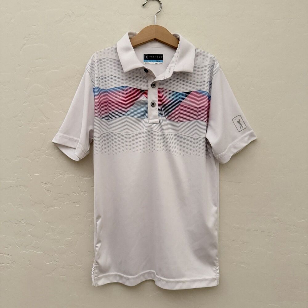 PGA Tour Youth Boys Size M 10-12 Pro Series Polo Shirt Performance